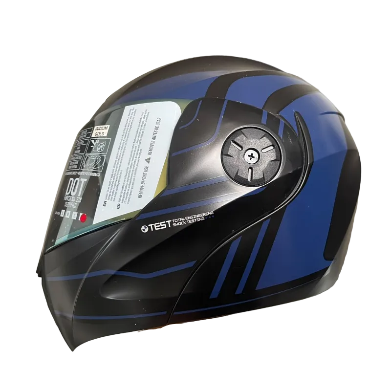 CASCO ABATIBLE ICH 3110 REPLACED NEGRO MATE/AZUL OSCUROVISOR DORADO
