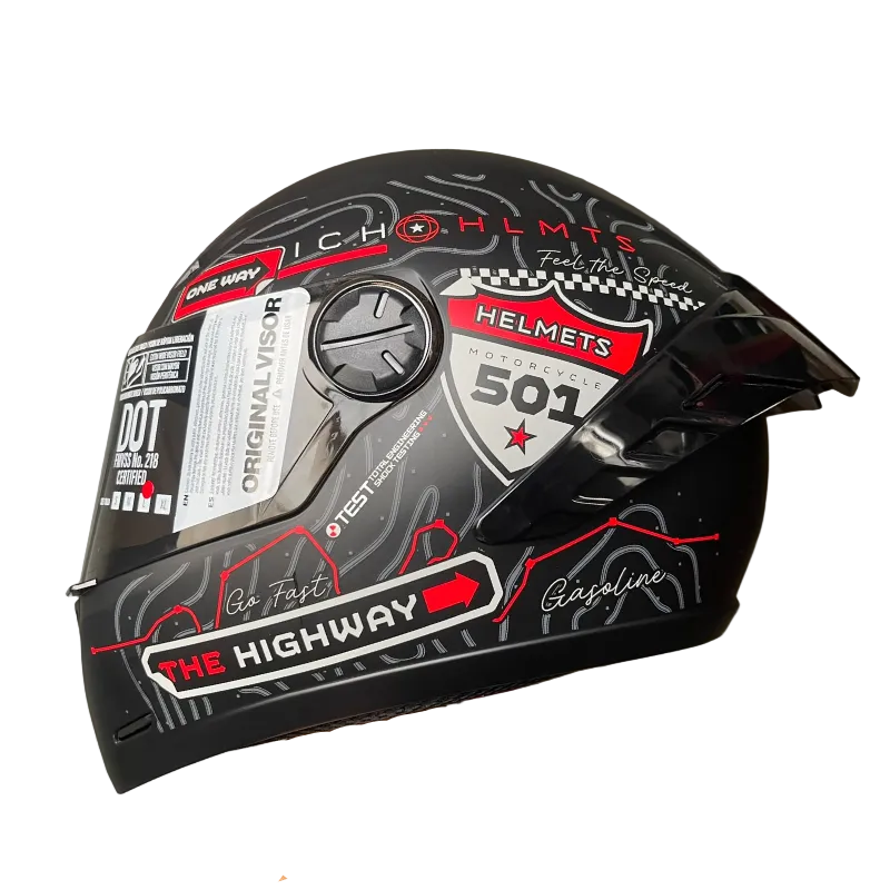 CASCO INTEGRAL ICH 501 SP RUTERO NEGRO MATE ROJO VISOR HUMO