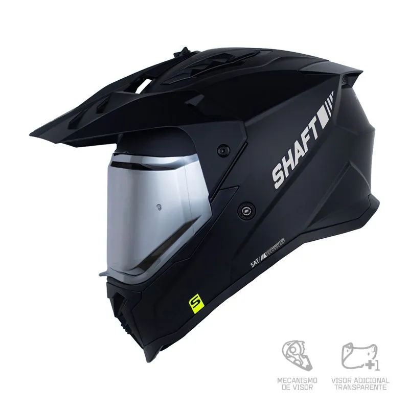 CASCO MULTIPROPOSITO SHAFT MX360 SOLID NEGRO PLATEADO VISOR COLOR
