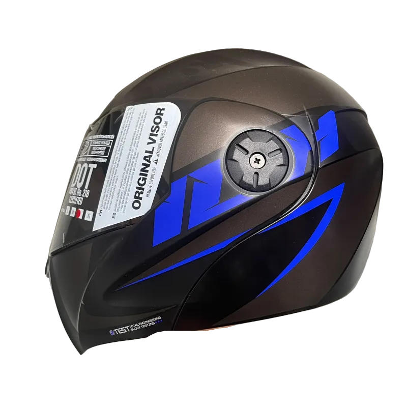 CASCO ABATIBLE ICH 3110 BUMERANG NEGRO MATE AZUL VISOR HUMO
