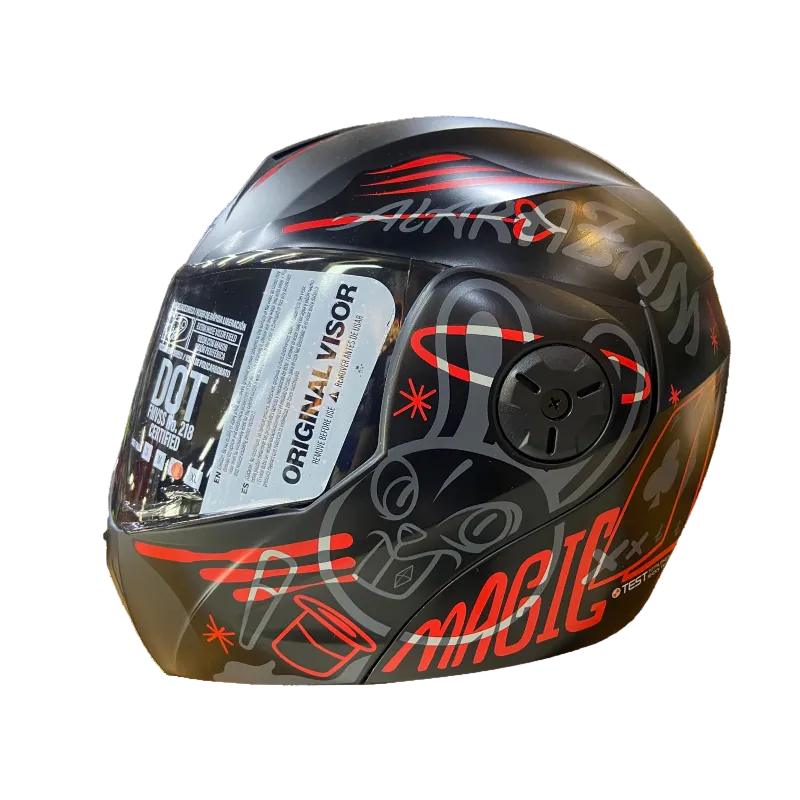 CASCO ABATIBLE ICH 3110 MAGIG NEGRO MATE GRIS ROJO VISOR HUMO