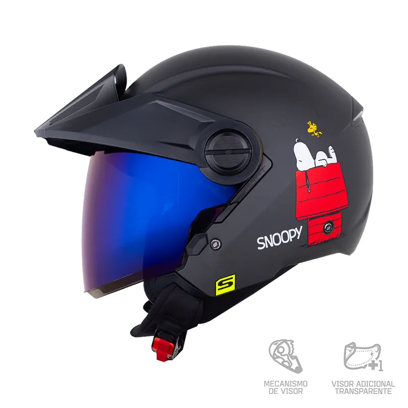 CASCO ABIERTO SHAFT 212 JUST_SNOOP NEGRO ROJO VISOR COLOR