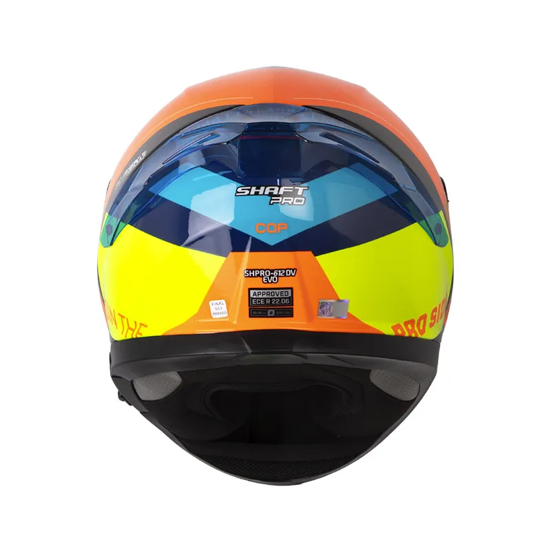 CASCO INTEGRAL SHAFT PRO 612 DV EVO COP AZUL OSCURO NARANJA VISOR COLOR