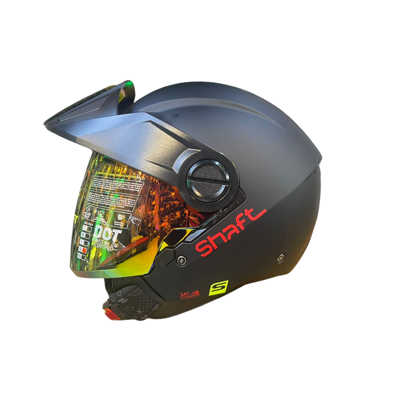 CASCO ABIERTO SHAFT 212 SOLID NEGRO ROJO VISOR COLOR