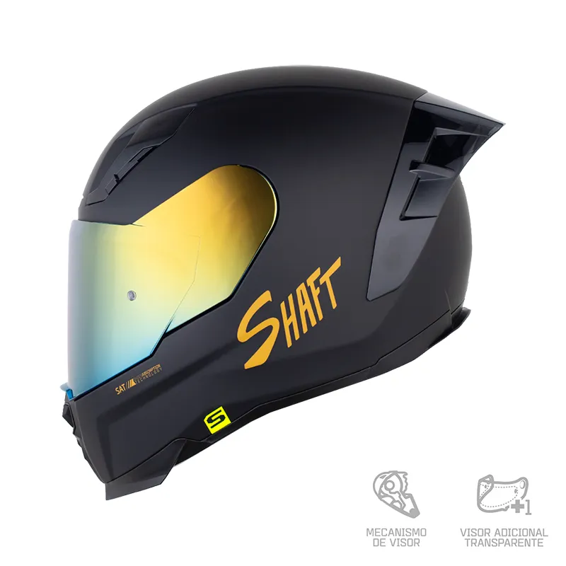 CASCO INTEGRAL SHAFT 562 R SOLID NEGRO DORADO VISOR IRIDIUM