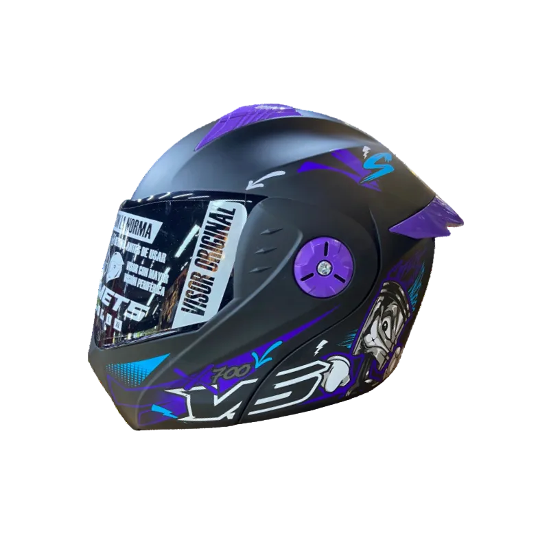 CASCO ABATIBLE VS 700 NEGRO MATE PISTON RIDER MORADO