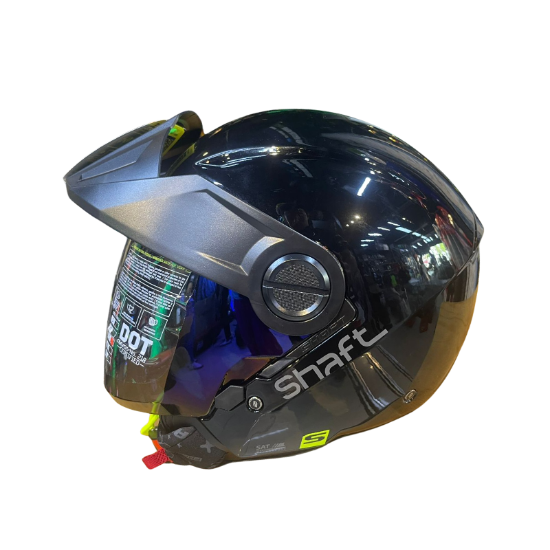 CASCO ABIERTO SHAFT 212 SOLID NEGRO BRILLANTE GRIS OSCURO VISOR COLOR