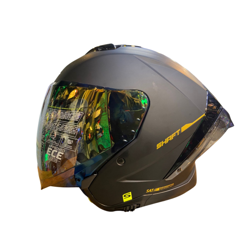 CASCO ABIERTO SHAFT 246 SP SOLID NEGRO DORADO VISOR COLOR