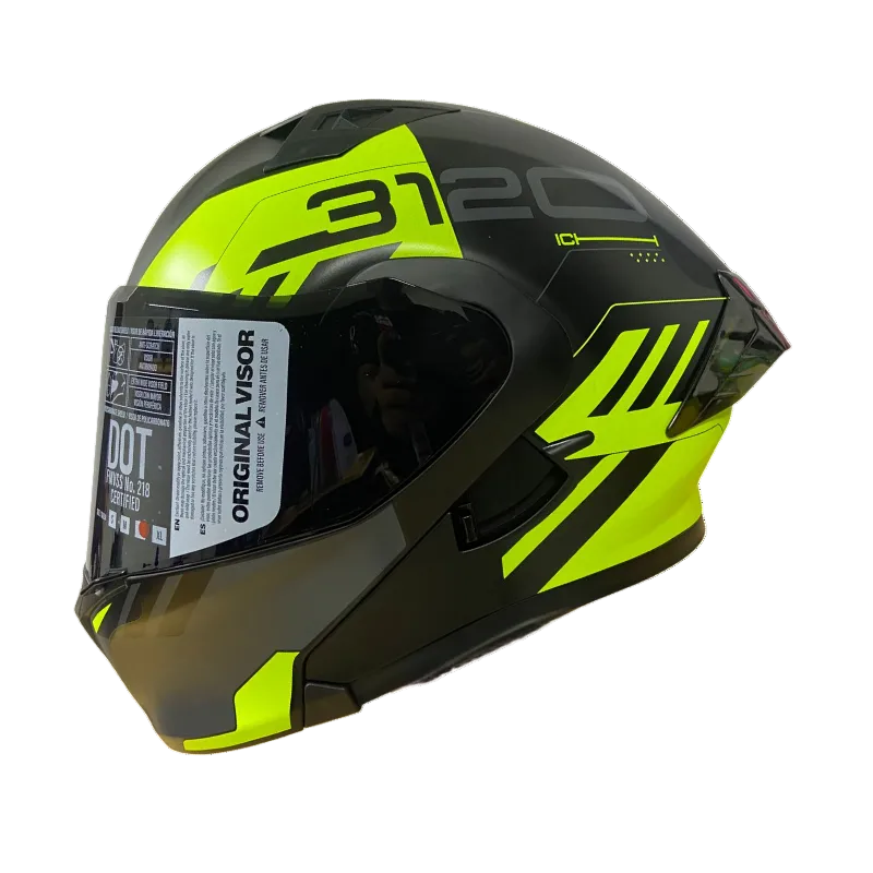 CASCO ABATIBLE ICH 3120 WESTSAY NEGRO MATE AMARILLO VISOR HUMO