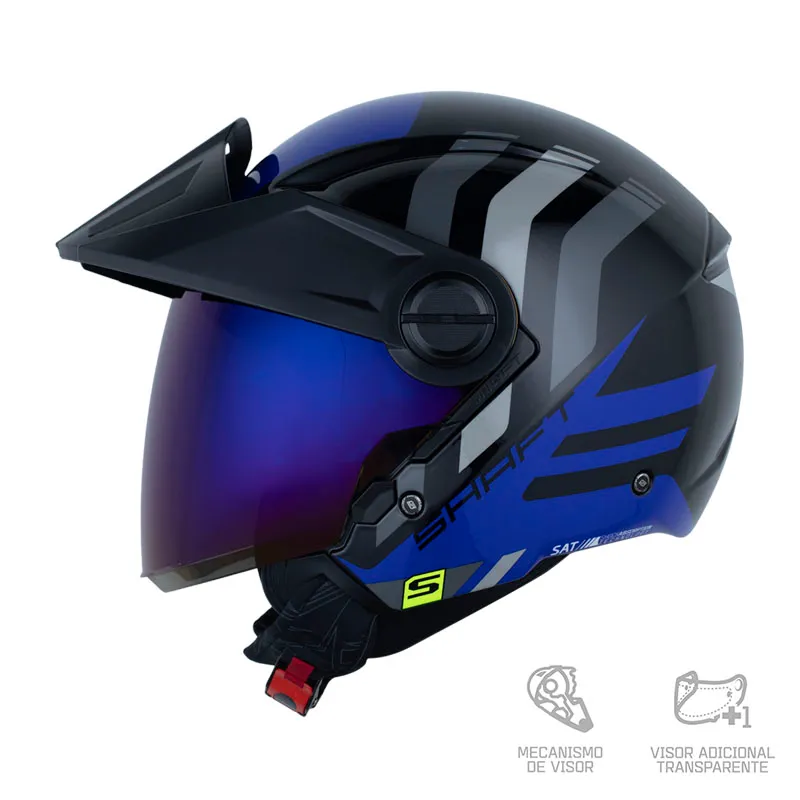 CASCO ABIERTO SHAFT 212 FLYGOD NEGRO GRIS OSCURO VISOR COLOR