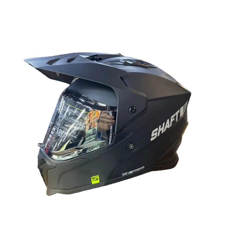 CASCO MULTIPROPOSITO SHAFT MX360 SOLID NEGRO PLATEADO VISOR COLOR
