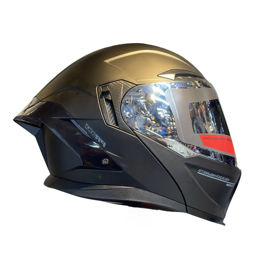 CASCO ABATIBLE PRO RIDER PR361 SOLID NEGRO VISOR PLATEADO (PINLOCK)