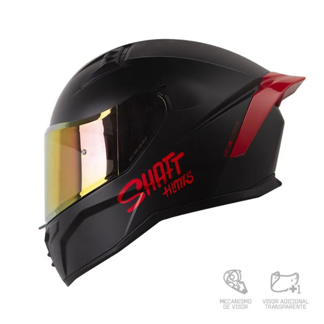 CASCO INTEGRAL SHAFT 504 DV SOLID.NEGRO.ROJO.VISOR ROJO