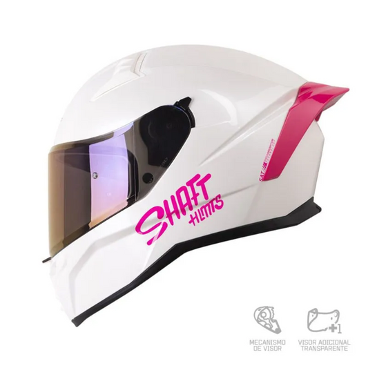CASCO INTEGRAL SHAFT 504 DV SOLID.BLANCO.FUCSIA.VISOR MORADO