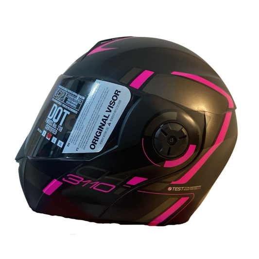 CASCO ABATIBLE ICH 3110 LUXINE NEGRO MATE FUCSIA VISOR HUMO