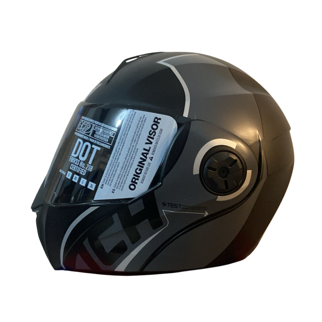 CASCO ABATIBLE ICH 3110 SOUL NEGRO MATE PLATEADO VISOR HUMO