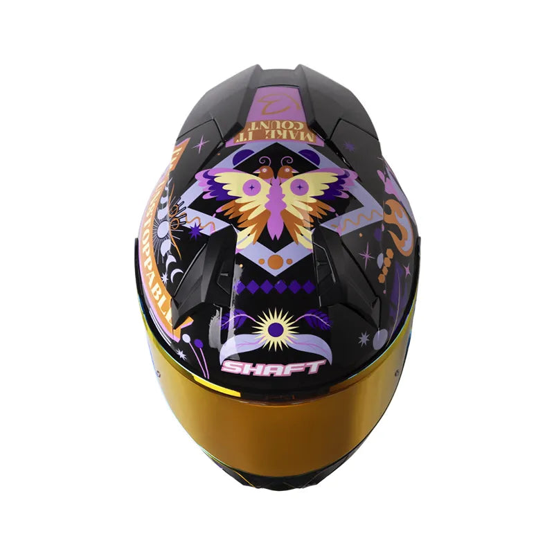 CASCO INTEGRAL SHAFT 560 EVO UNSTOPPABLE NEGRO DORADO VISOR COLOR