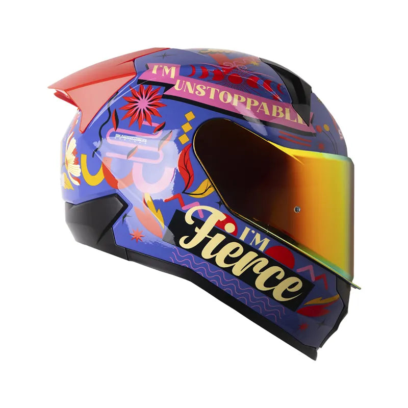 CASCO INTEGRAL SHAFT 560 EVO UNSTOPPABLE AZUL ROSADO VISOR COLOR