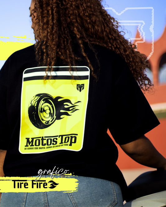 CAMISETA MOTOS TOP TIRE FIRE NG/AM NEON