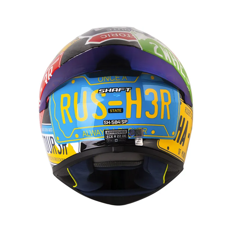 CASCO INTEGRAL SHAFT 584 SP STATE AZUL OSCURO NARANJA VISOR COLOR