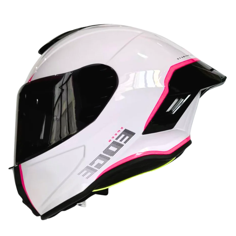 CASCO INTEGRAL EDGE SHANGHAI RUSH BLANCO BRILLANTE ROSADO VISOR HUMO
