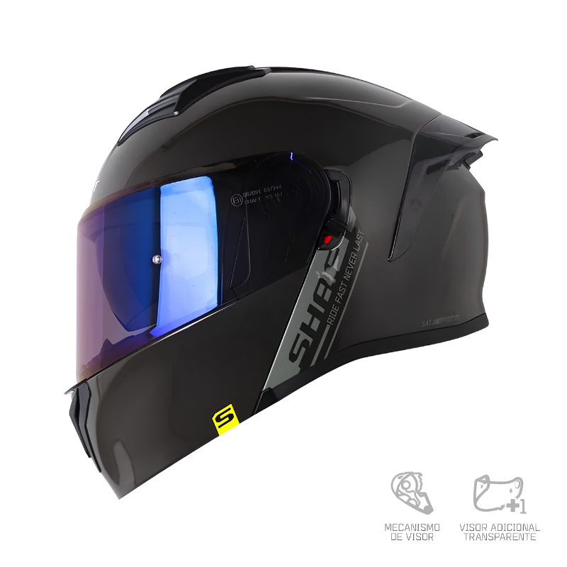 CASCO ABATIBLE SHAFT 3820 SP SOLID NEGRO / GRIS OSCURO VISOR COLOR