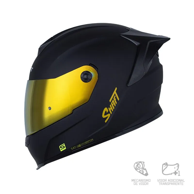 CASCO INTEGRAL SHAFT 502 SP SOLID NEGRO DORADO VISOR IRIDIUM