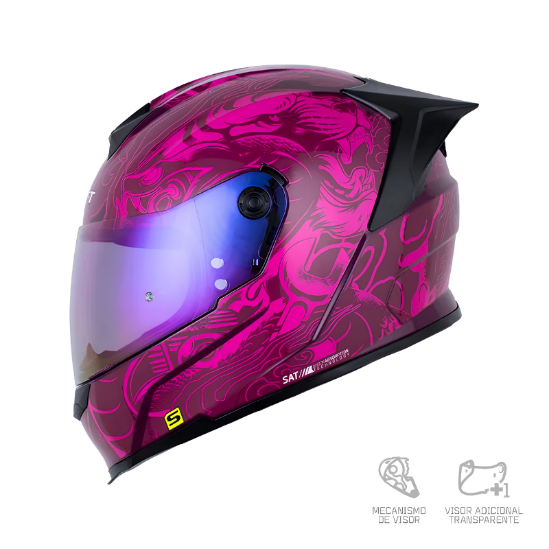 CASCO INTEGRAL SHAFT 502 SP THUNDER MORADO OSCURO FUCSIA VISOR COLOR