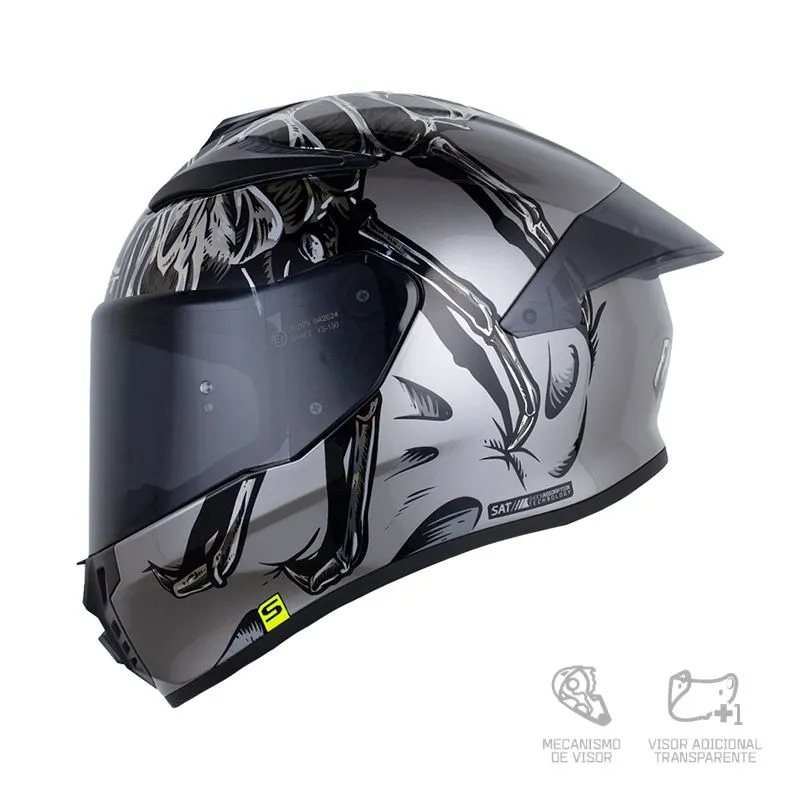 CASCO INTEGRAL SHAFT 584 SP FACEHUGGE GRIS METALIZADO GRIS OSCURO VISOR COLOR