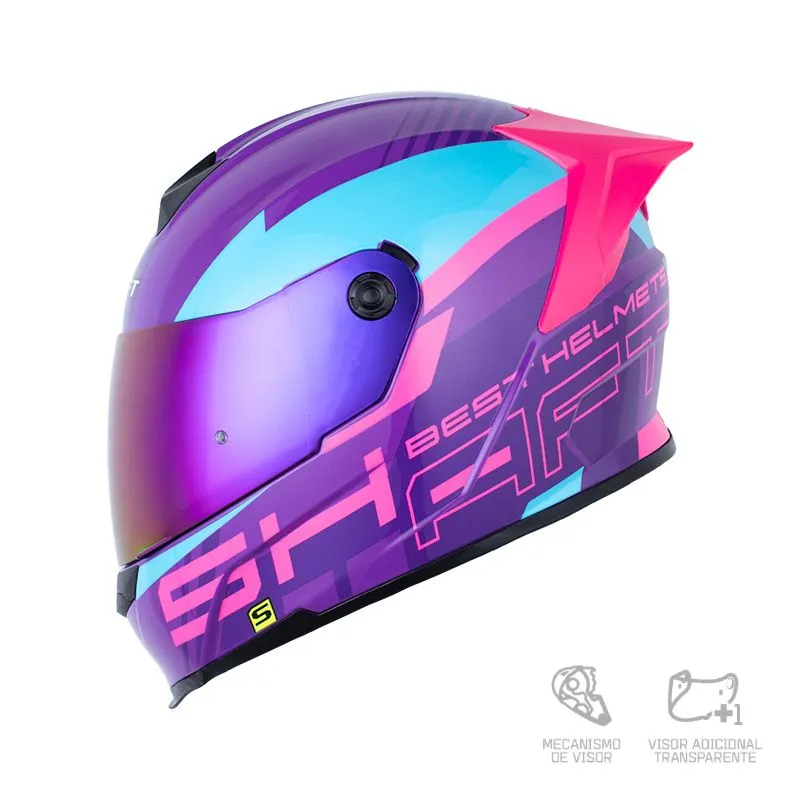 CASCO INTEGRAL SHAFT 502 SP FIED MORADO FUCSIA VISOR RETRO
