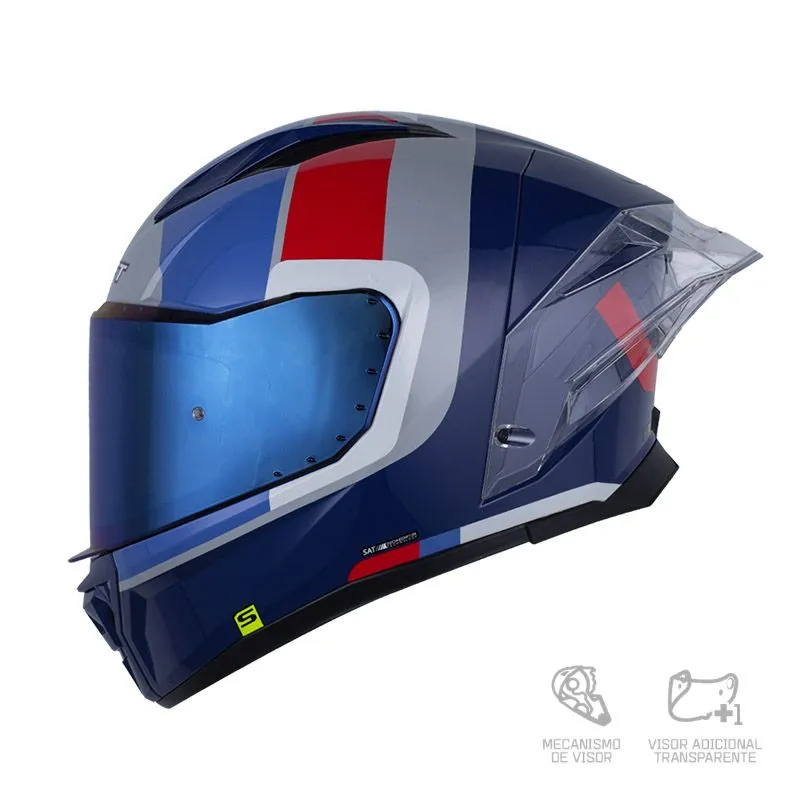 CASCO INTEGRAL SHAFT 596 SP PACER GRIS AZUL OSCURO VISOR COLOR