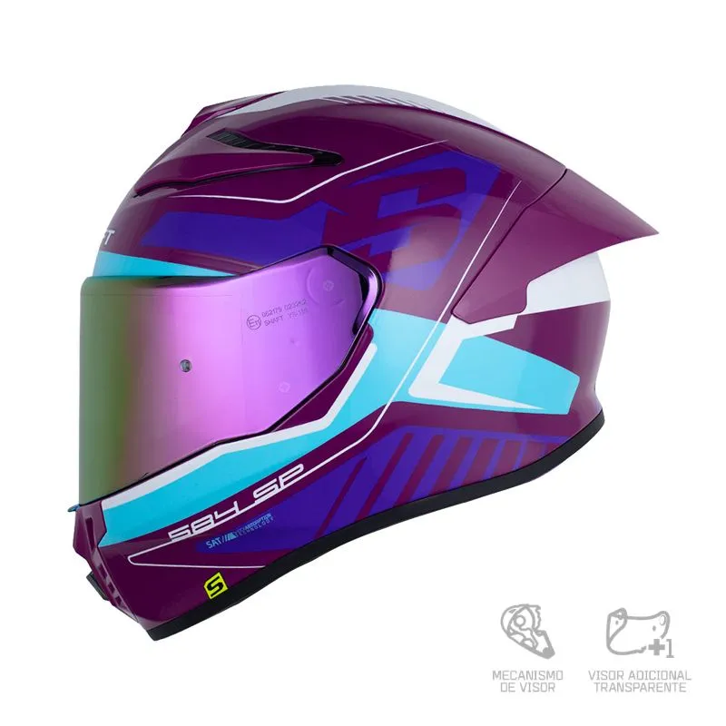 CASCO INTEGRAL SHAFT 584 SP RACE MORADO OSCURO MORADO VISOR RETRO