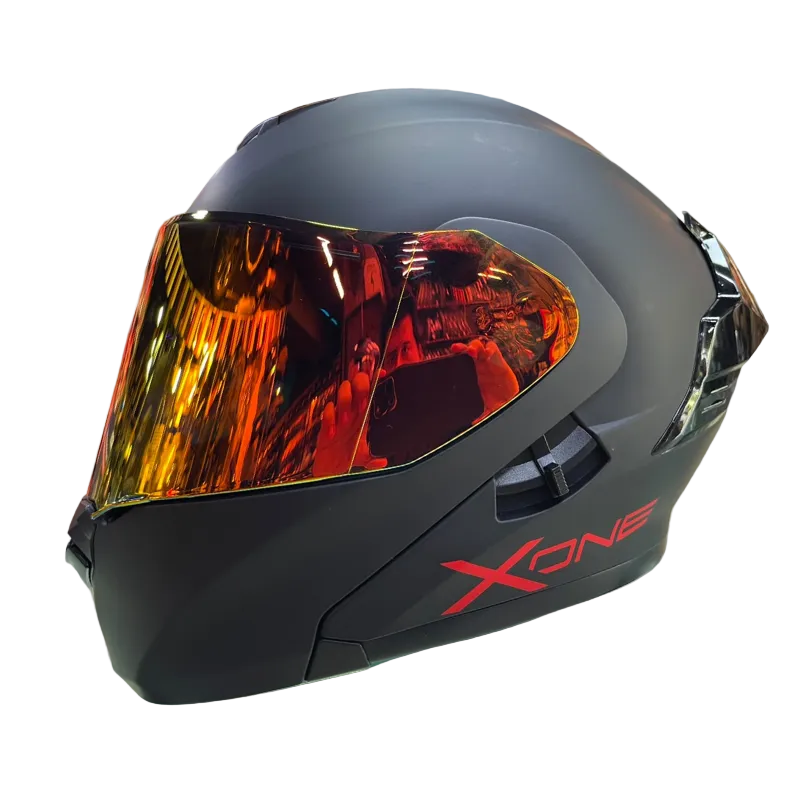 CASCO ABATIBLE X-ONE X-3000RS SOLID_V2 NEGRO ROJO VISOR IRIDIUM