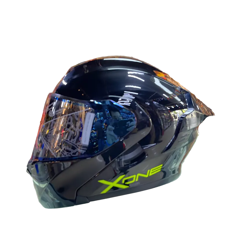 CASCO ABATIBLE X-ONE X-3000RS SOLID_V2 NEGRO B AMARILLO NEON VISOR COLOR
