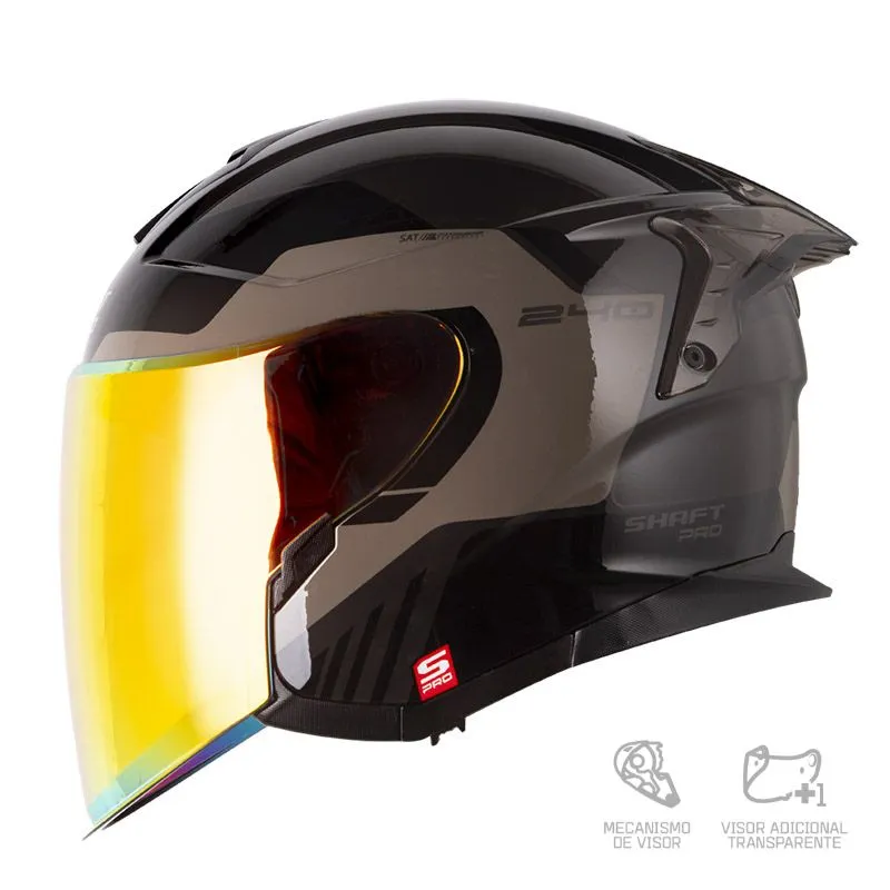 CASCO ABIERTO SHAFT PRO 240DV NANIX GRIS OSCURO GRIS VISOR COLOR