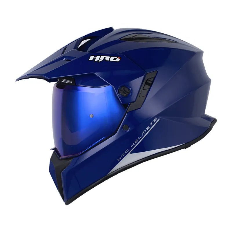 CASCO MULTIPROPOSITO HRO MX340 DV SOLID AZUL PLATEADO VISOR COLOR