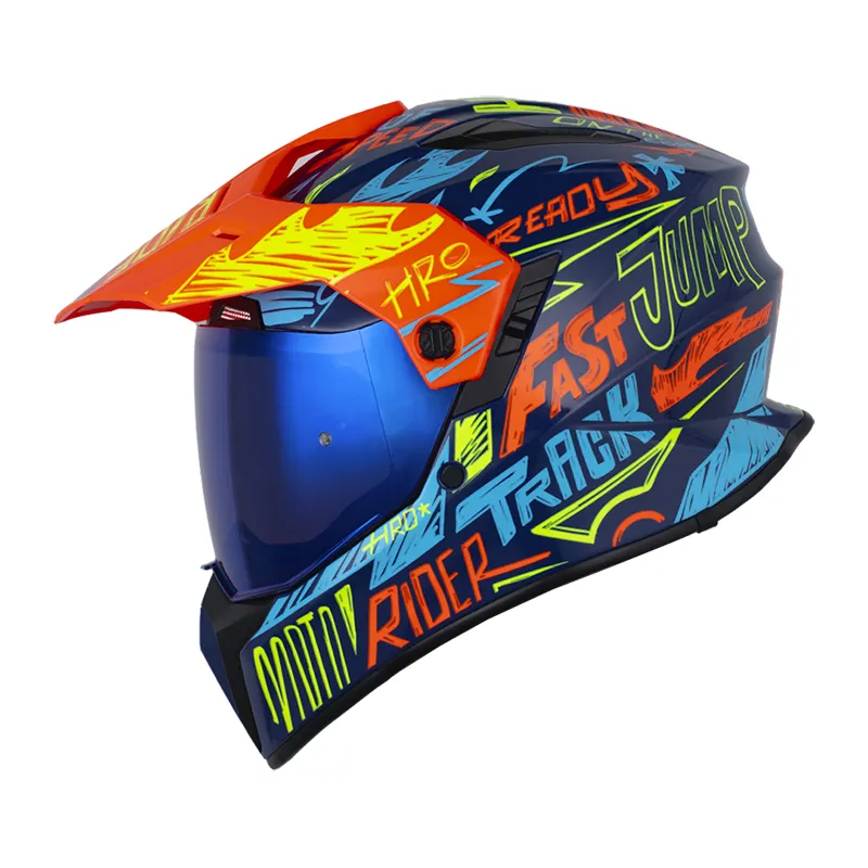 CASCO MULTIPROPOSITO HRO MX340 DV STRIPE AZUL OSCURO NARANJA VISOR COLOR
