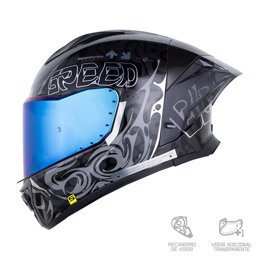 CASCO INTEGRAL SHAFT 596 SP BOLTER NEGRO PLATEADO VISOR COLOR