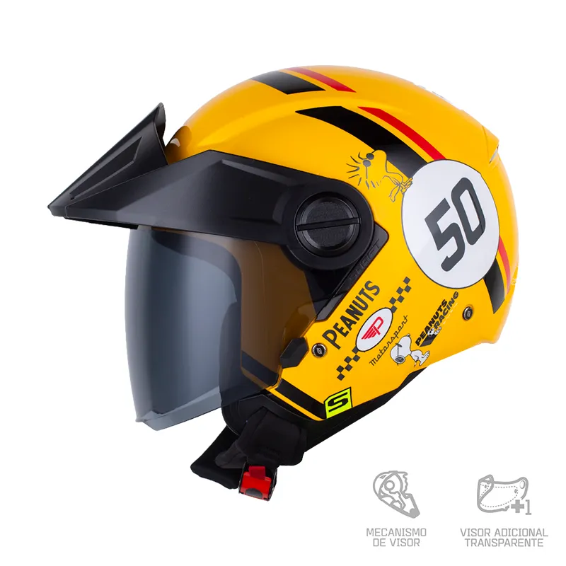 CASCO ABIERTO SHAFT 212 PEANUTS_MO AMARILLO NEGRO VISOR HUMO