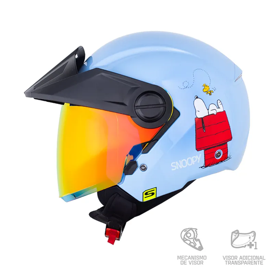 CASCO ABIERTO SHAFT 212 JUST_SNOOP AZUL CLARO ROJO VISOR COLOR