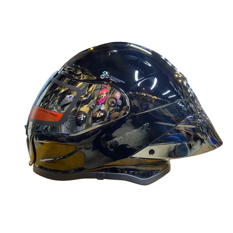 CASCO INTEGRAL PRO RIDER 711 NEGRO BRILLANTE VISOR PLATEADO