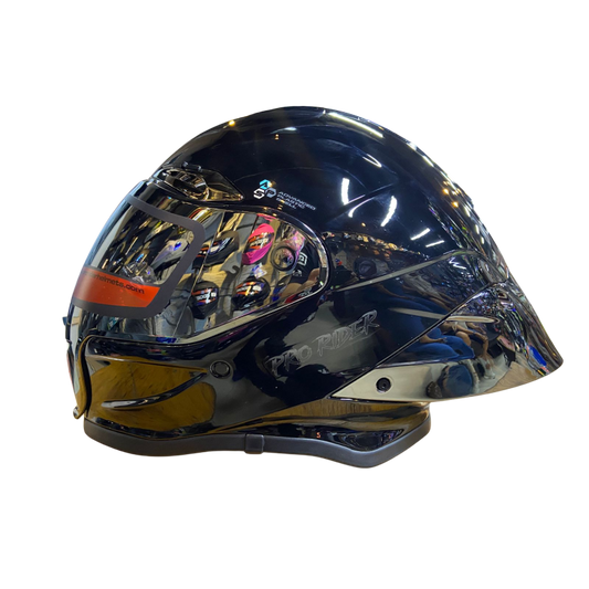 CASCO INTEGRAL PRO RIDER 711 NEGRO BRILLANTE VISOR PLATEADO