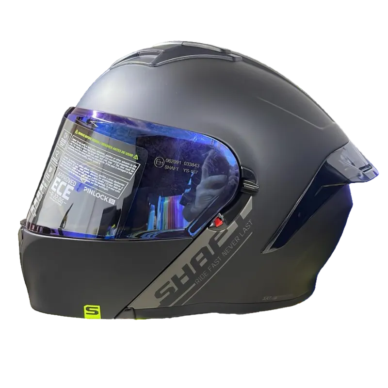 CASCO ABATIBLE SHAFT 3820 SP SOLID NEGRO GRIS OSCURO VISOR COLOR