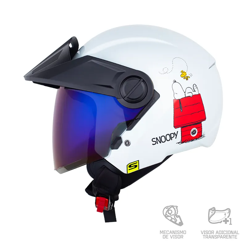 CASCO ABIERTO SHAFT 212 JUST_SNOOP BLANCO ROJO VISOR COLOR