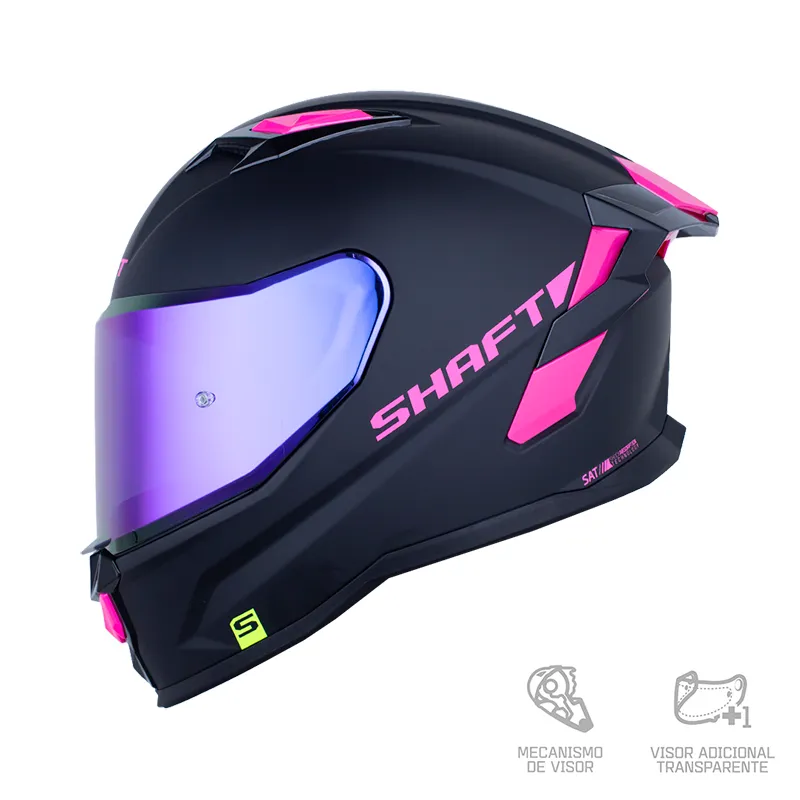 CASCO INTEGRAL SHAFT 556 TAIPAN SOLID NEGRO FUCSIA VISOR RETRO