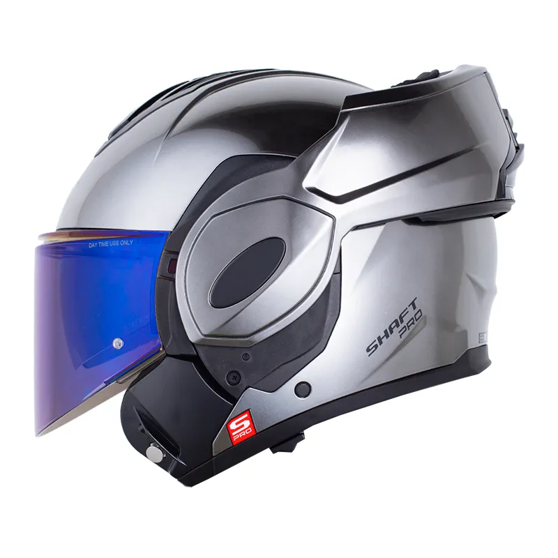 CASCO ABATIBLE SHAFT PRO 4180 FLIP UP SOLID GRIS METALIZADO NEGRO VISOR COLOR