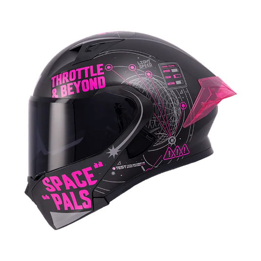 CASCO ABATIBLE ICH 3120 INFINITY NEGRO MATE FUCSIA VISOR HUMO