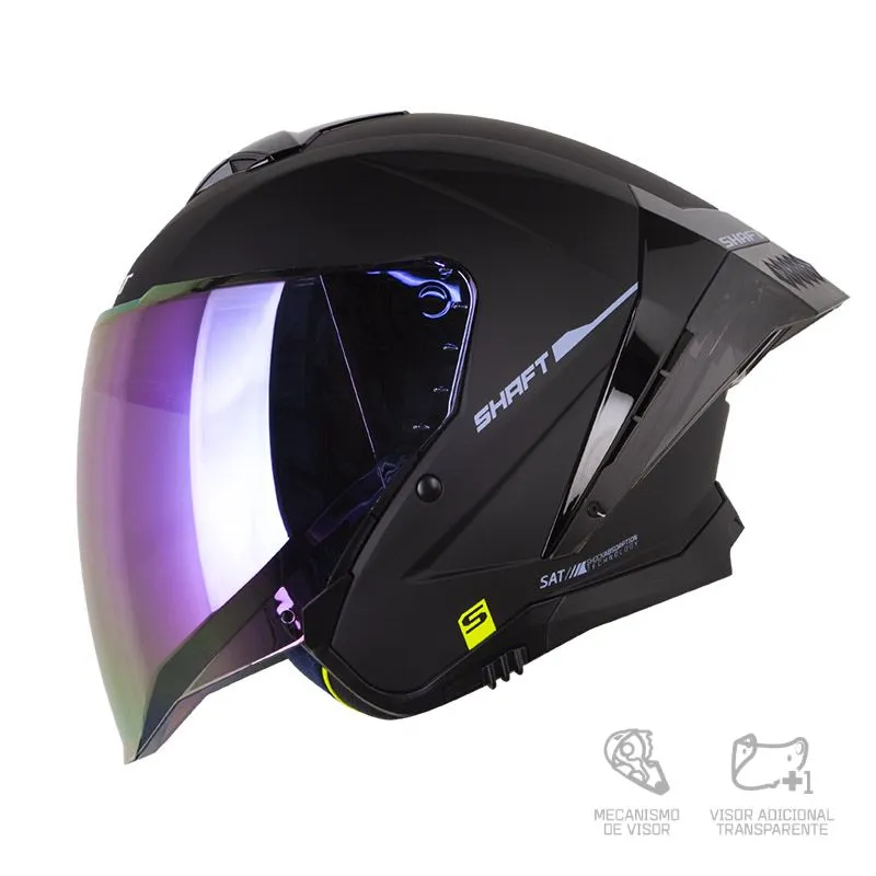 CASCO ABIERTO SHAFT 246 SP SOLID NEGRO MORADO CLARO VISOR COLOR
