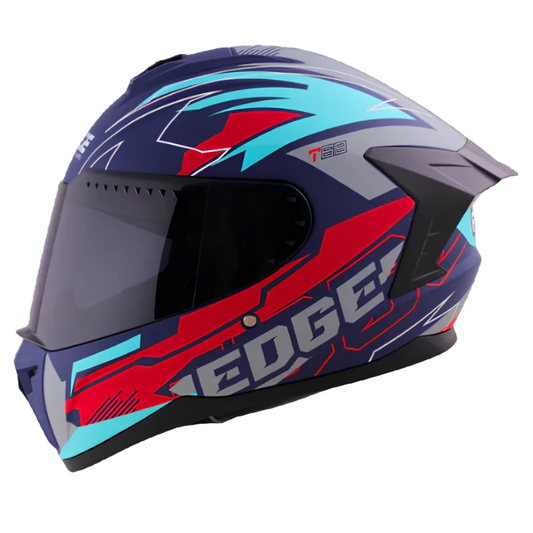 CASCO INTEGRAL EDGE EXTREME T68 ROJO AZUL VISOR HUMO