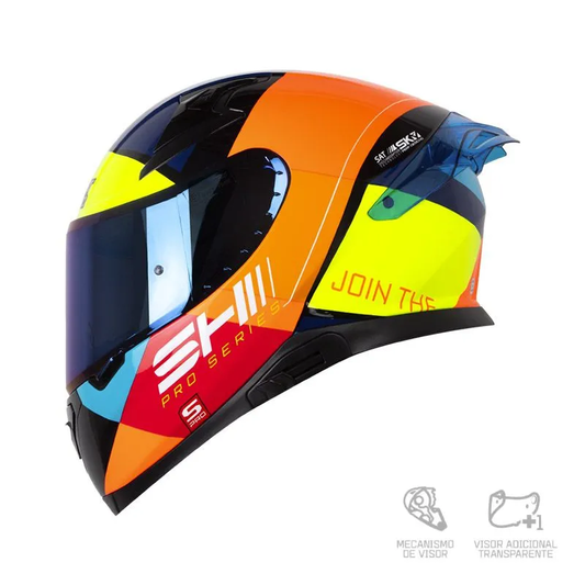 CASCO INTEGRAL SHAFT PRO 612 DV EVO COP AZUL OSCURO NARANJA VISOR COLOR